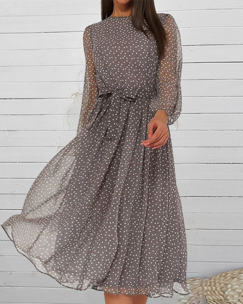 Da Donna Abito Midi Fluido con Maniche Vaporose
