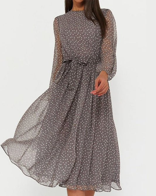 Da Donna Abito Midi Pois con Silhouette Fluttuante