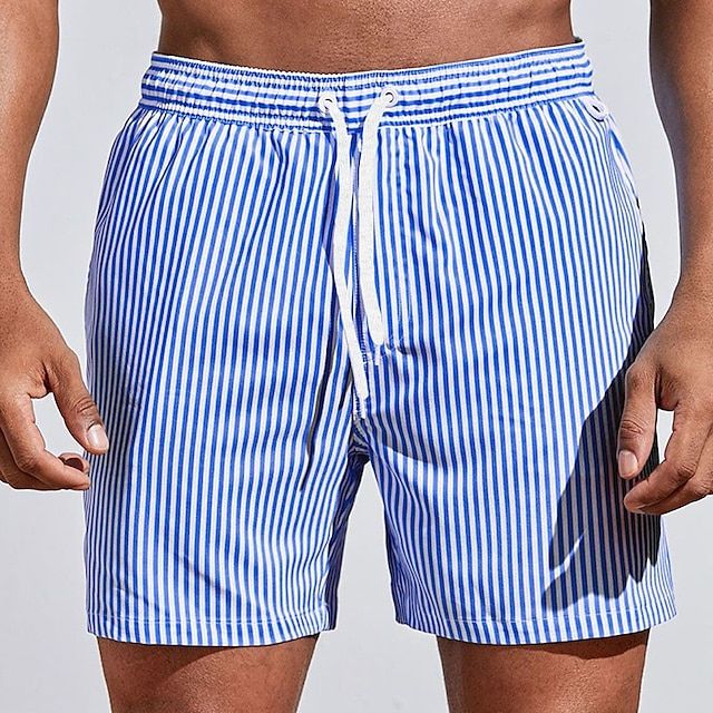 Men's Swimwear with Stripes and Drawstring Relax Casual Modern
