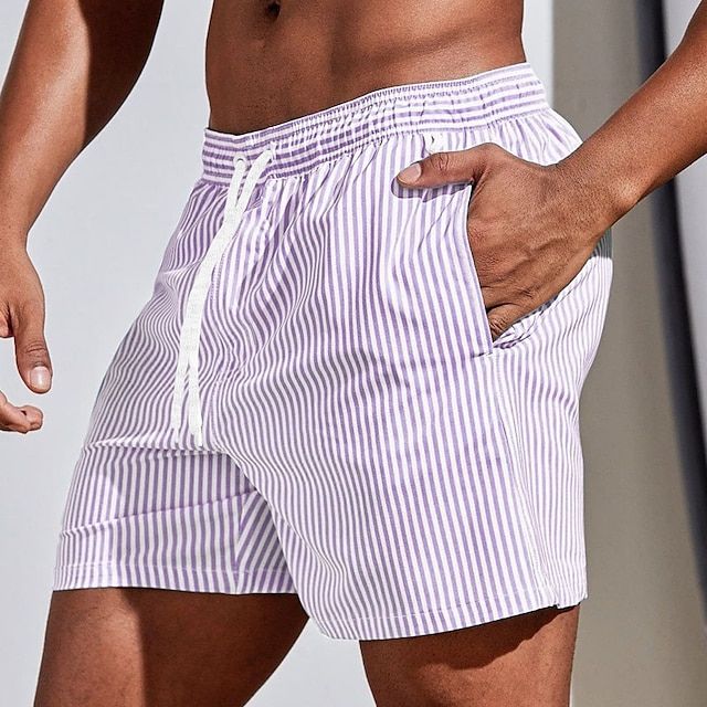 Men's Swimwear with Stripes and Drawstring Relax Casual Modern