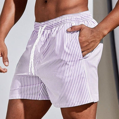 Men's Swimwear with Stripes and Drawstring Relax Casual Modern