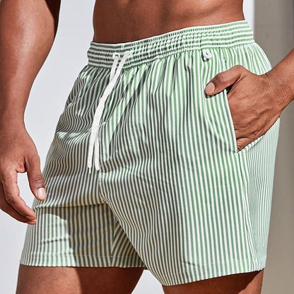 Men's Swimwear with Stripes and Drawstring Relax Casual Modern