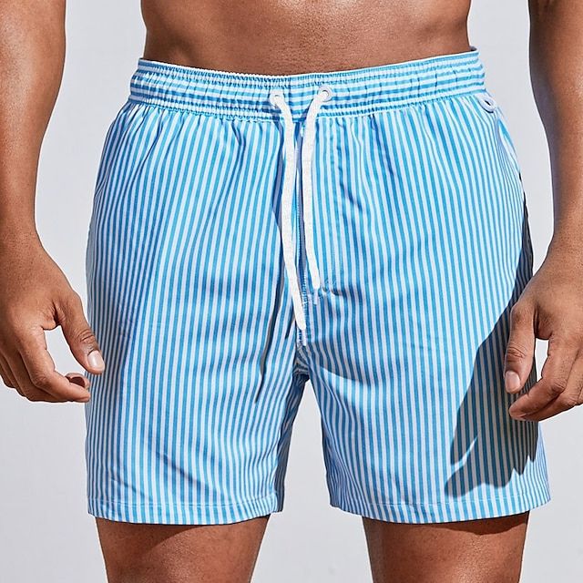 Men's Swimwear with Stripes and Drawstring Relax Casual Modern
