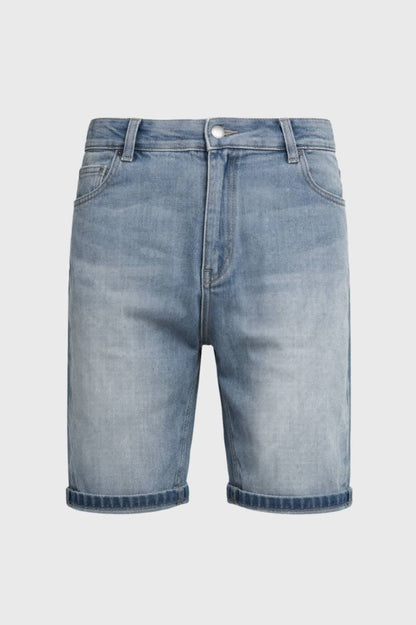 Da Uomo Shorts in Denim Orlo con Risvolto Taglio al Ginocchio Quotidiano