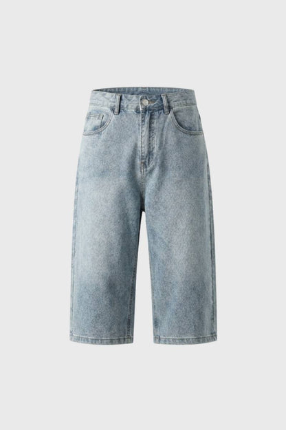 Da Uomo Shorts in Denim Linea Lunga Cinque Tasche Taglio Lavato