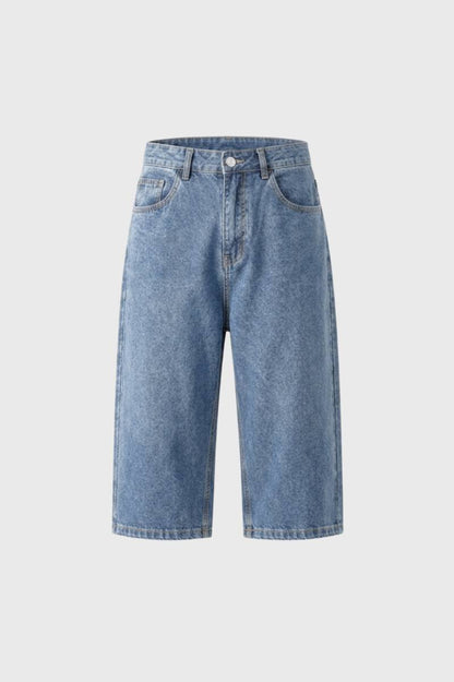Da Uomo Shorts in Denim Linea Lunga Cinque Tasche Taglio Lavato