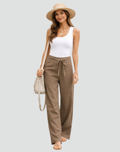 Da Donna Pantaloni in Lino Ampi con Coulisse