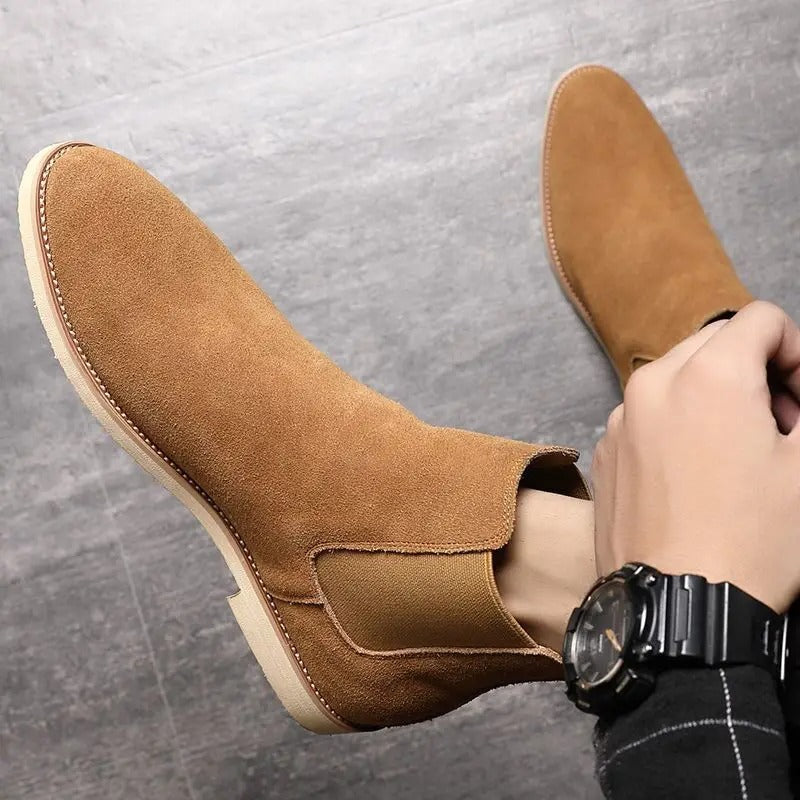 Da Uomo Stivaletti Chelsea Scamosciati Linea Minimal Casual Moderna