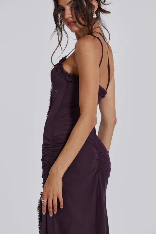 Da Donna Abito Maxi da Sera in Mesh Stampato Cut-Out
