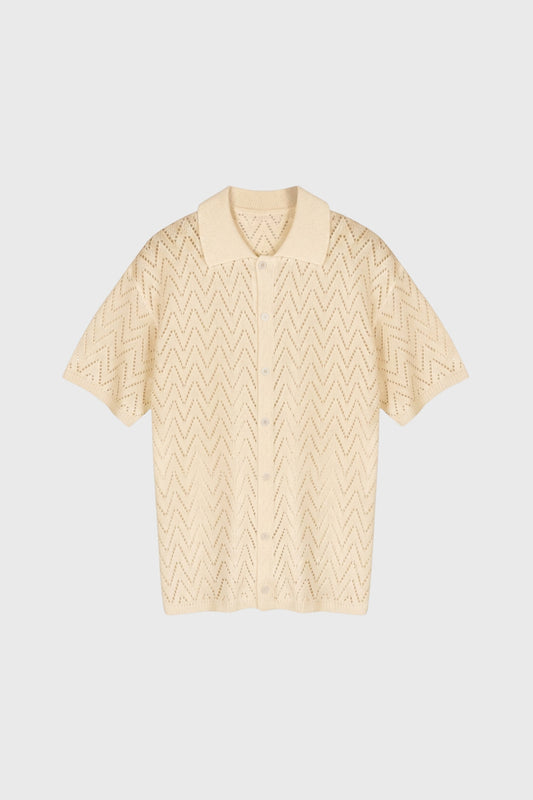 Da Uomo Polo in Maglia Stampata con Abbottonatura Frontale