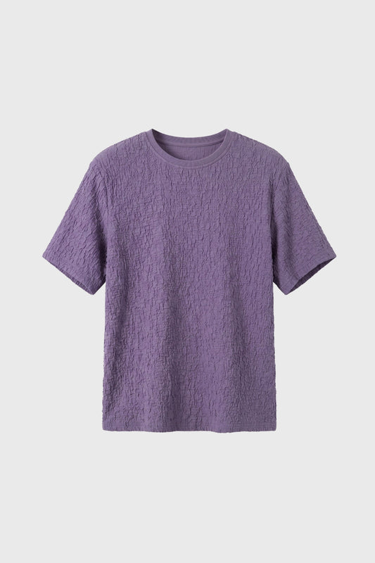 Da Uomo T-Shirt con Texture Stropicciata Girocollo Vestibilità Comoda Top