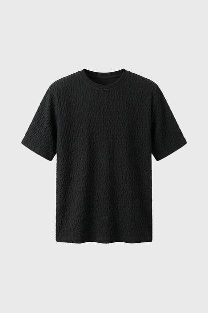 Da Uomo T-Shirt con Texture Stropicciata Girocollo Vestibilità Comoda Top