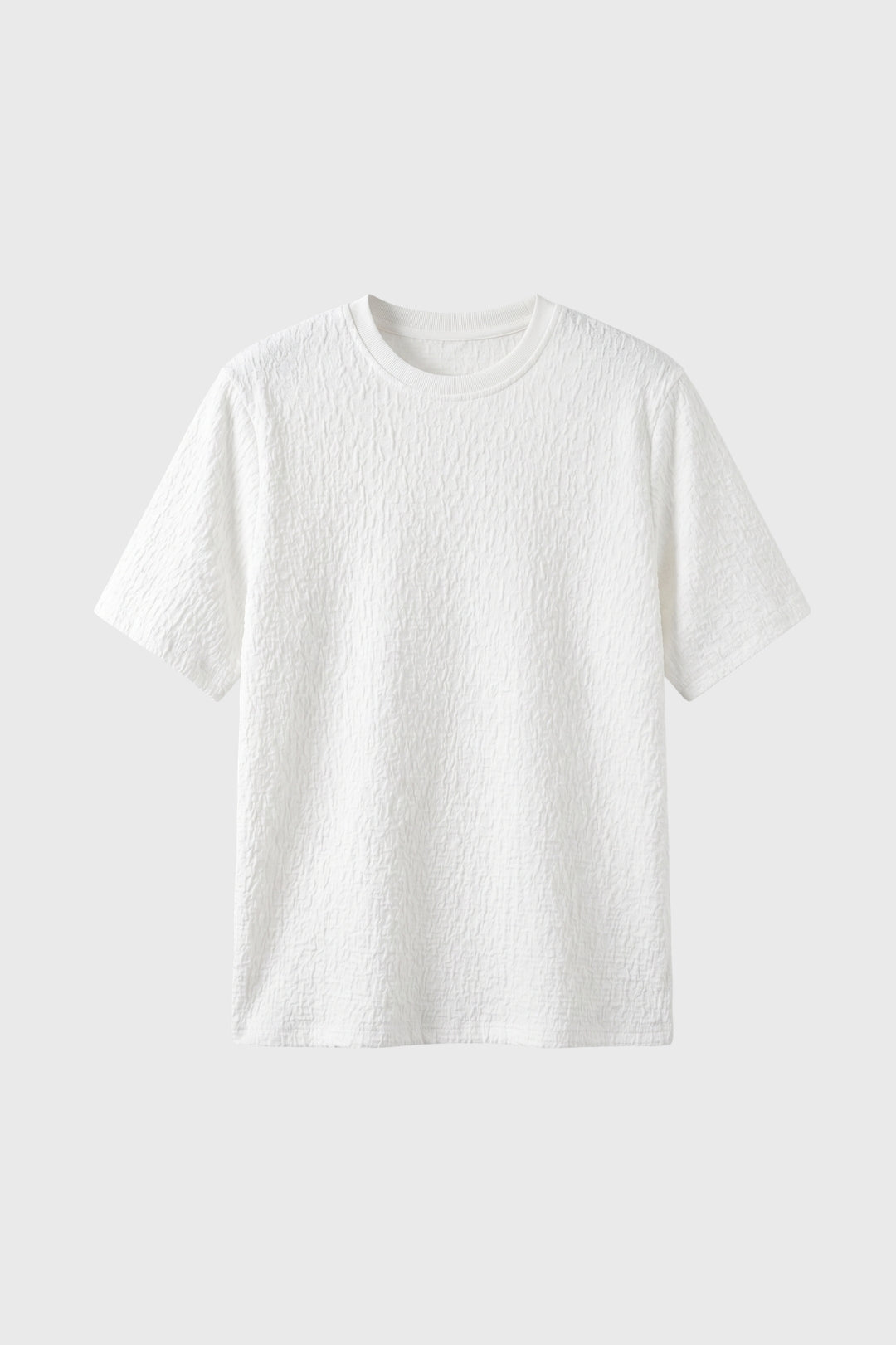 Da Uomo T-Shirt con Texture Stropicciata Girocollo Vestibilità Comoda Top