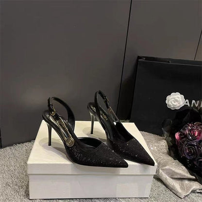 Da Donna Décolleté Slingback Strass Punta Affusolata Eleganza Sera