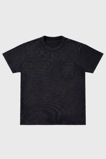 Men's T-Shirt with Chest Pocket Washed Cut Casual  
