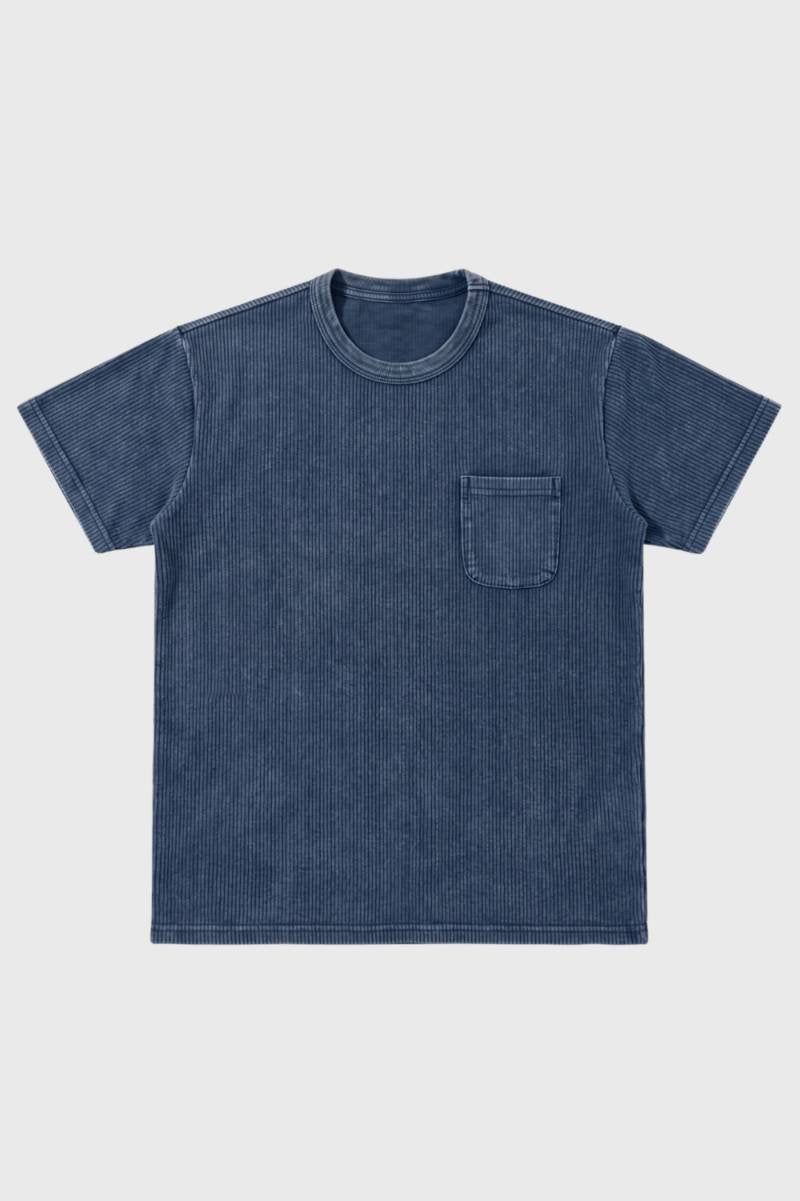 Men's T-Shirt with Chest Pocket Washed Cut Casual  