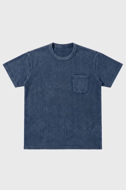 Men's T-Shirt with Chest Pocket Washed Cut Casual  
