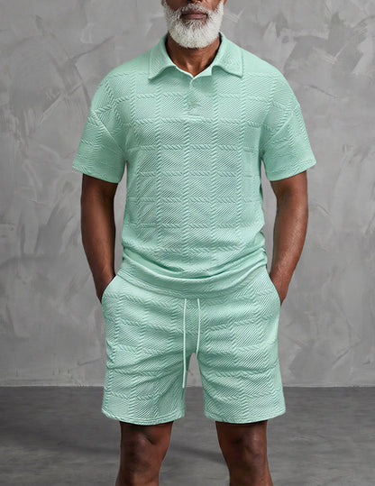 Da Uomo Set Outfit con Polo Testurizzata e Shorts