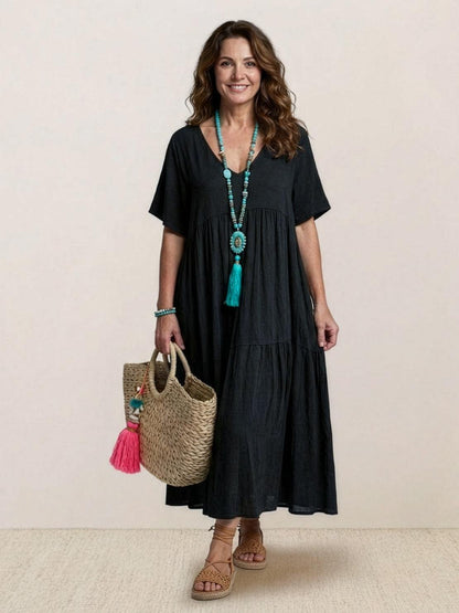 Da Donna Abito Maxi Boho con Gonna a Balze