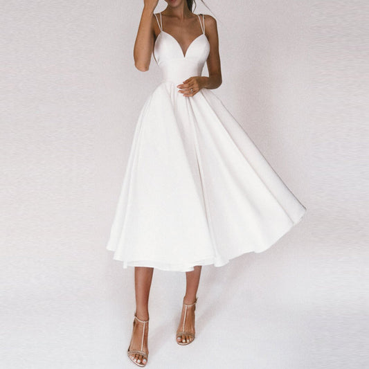 Da Donna Abito Midi Svasato Spalline Sottili Eleganza Moderna