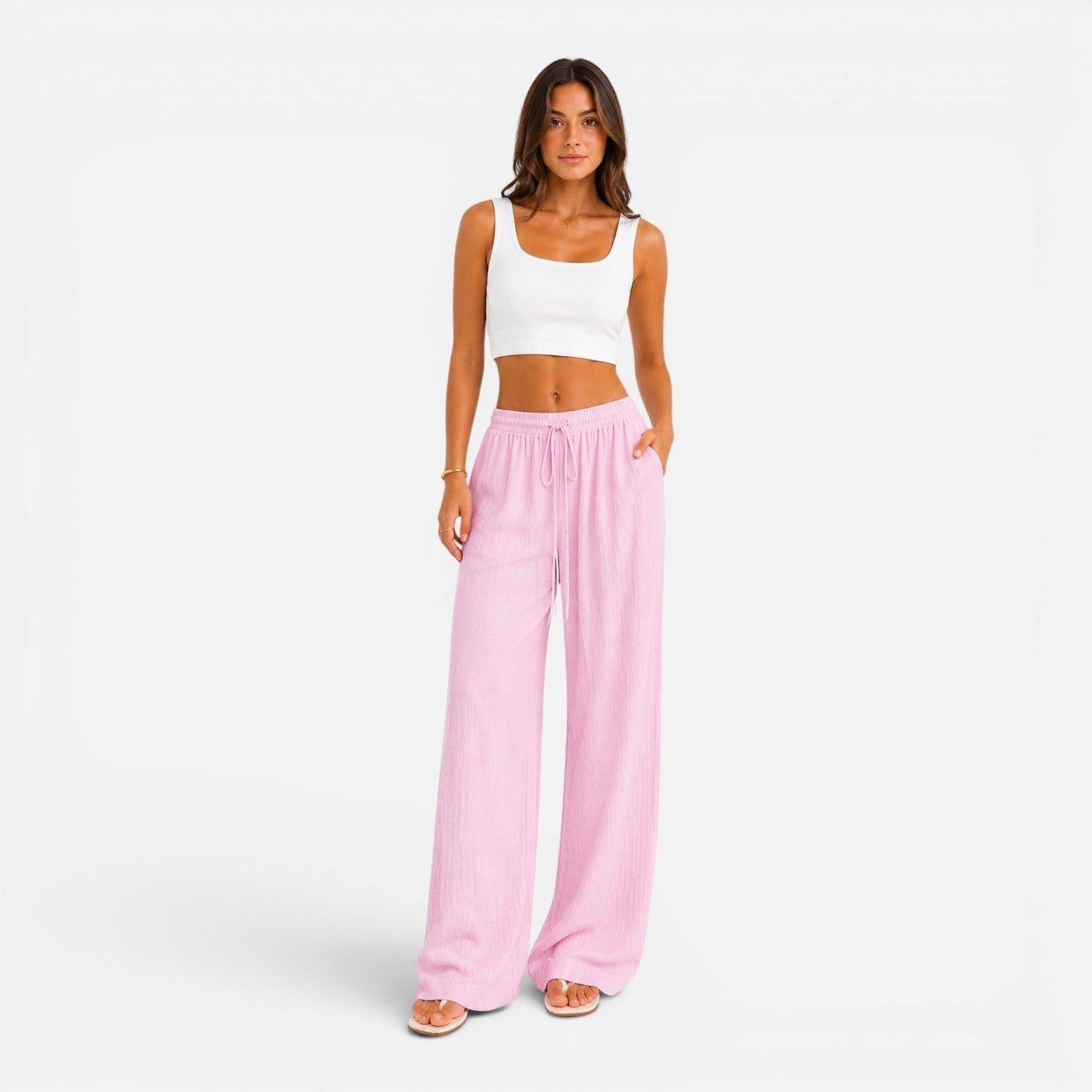 Da Donna Pantaloni Ampi Coulisse Vita Elasticizzata