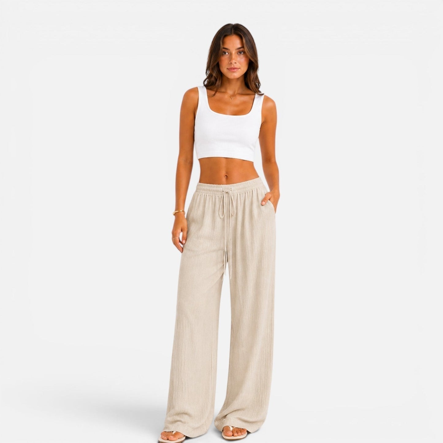 Da Donna Pantaloni Ampi Coulisse Vita Elasticizzata